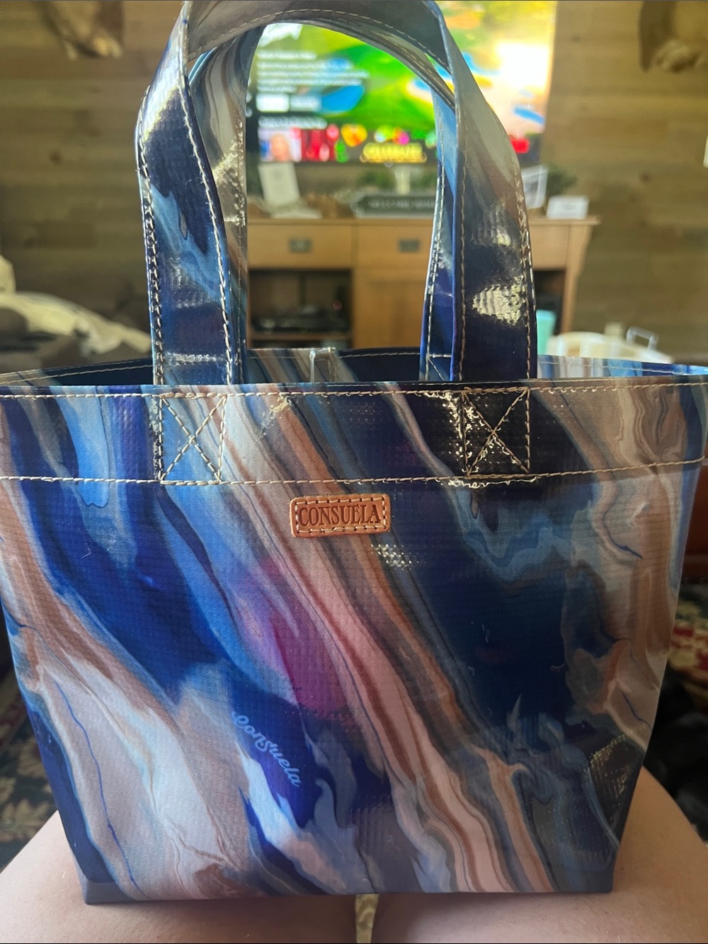 Consuela Blue Multi Marble Small Tote